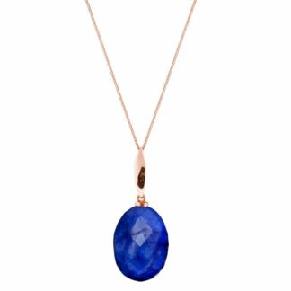 Collier 925 Silber/rosévergoldet mit Blue Saphir oval