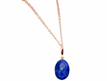 Collier 925 Silber/rosévergoldet mit Blue Saphir oval
