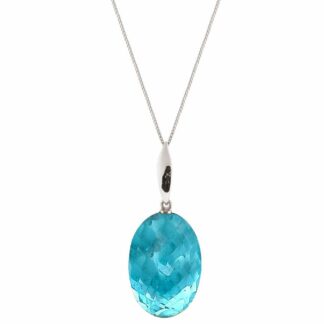 Collier 925 Silber mit Blautopas oval