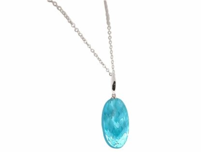 Collier 925 Silber mit Blautopas oval