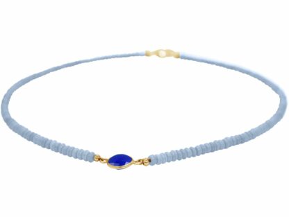 Collier 925 Silber/vergoldet mit Aquamarinen und Blue Saphir