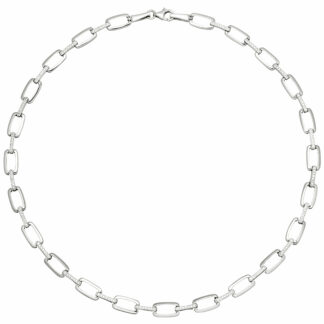 Collier 925 Silber mit 154 Zirkonia weiß rechteckig