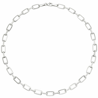 Collier 925 Silber mit 154 Zirkonia weiß rechteckig