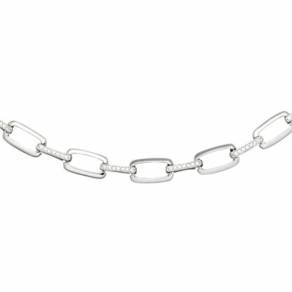 Collier 925 Silber mit 154 Zirkonia weiß rechteckig