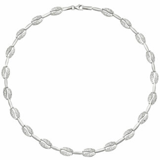 Collier mit Ovalen 925 Silber teilgehämmert