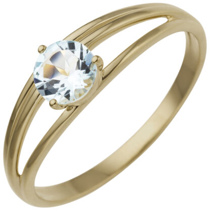 Ring doppelschienig 585 Gelbgold mit Blautopas