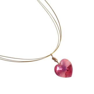 Collier/Juwelierdraht vergoldet mit "Herz" rosa SWAROVSKI® ELEMENTS