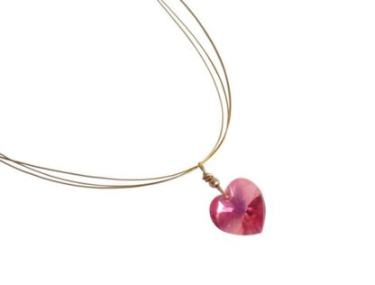 Collier/Juwelierdraht vergoldet mit "Herz" rosa SWAROVSKI® ELEMENTS