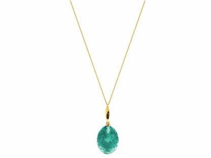 Collier 925 Silber/vergoldet mit Turmalin grün oval
