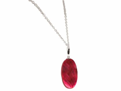 Collier 925 Silber mit Turmalin rot ca. 60 cm