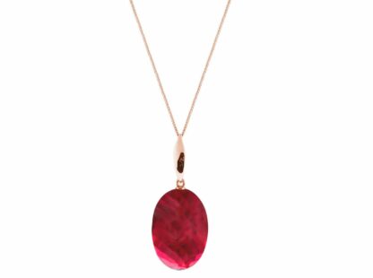 Collier 925 Silber/rosévergoldet mit Turmalin rot ca. 60 cm