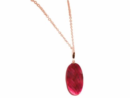 Collier 925 Silber/rosévergoldet mit Turmalin rot ca. 60 cm