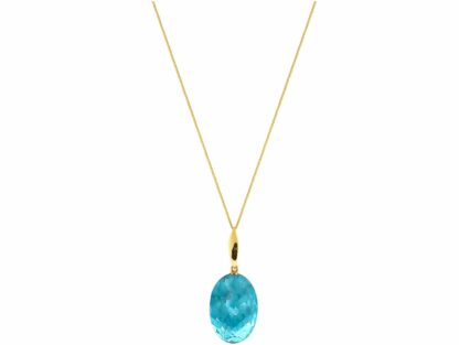 Collier 925 Silber/vergoldet mit Blautopas ca. 60 cm