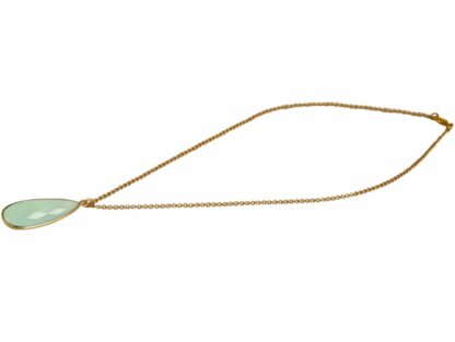 Collier 925 Silber/vergoldet mit Chalcedon Tropfen meeresgrün