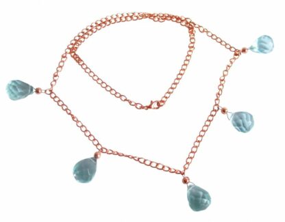 Collier in Rosévergoldung mit 5 Aquamarin Tropfen