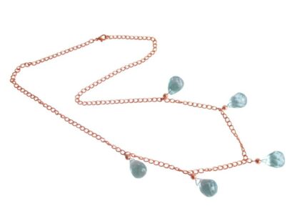 Collier in Rosévergoldung mit 5 Aquamarin Tropfen