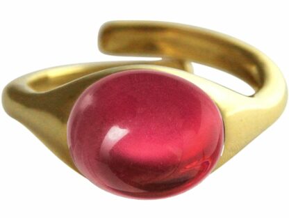 Cocktail-Ring 925 Silber/vergoldet mit Fuchsia-Quarz Cabochon rot