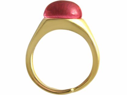 Cocktail-Ring 925 Silber/vergoldet mit Fuchsia-Quarz Cabochon rot