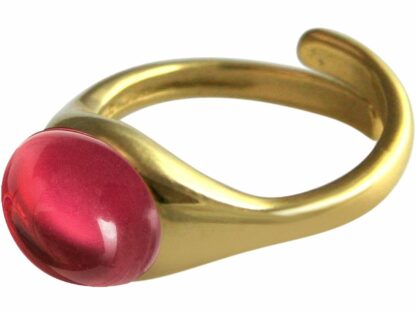 Cocktail-Ring 925 Silber/vergoldet mit Fuchsia-Quarz Cabochon rot