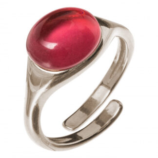 Ring 925 Silber mit Fuchsia Quarz Cabochon rot