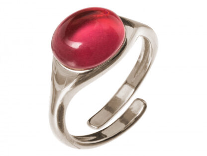 Ring 925 Silber mit Fuchsia Quarz Cabochon rot