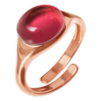 Ring 925 Silber/rosévergoldet mit Fuchsia Quarz Cabochon rot