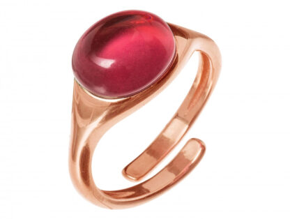 Ring 925 Silber/rosévergoldet mit Fuchsia Quarz Cabochon rot