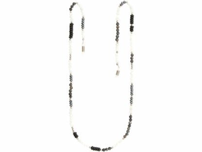 Brillenkette 925 Silber mit Edelsteinen schwarz/weiß