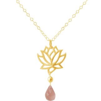 Collier "Lotus-Blume" 925 Silber/vergoldet mit Rosenquarz