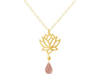 Collier "Lotus-Blume" 925 Silber/vergoldet mit Rosenquarz