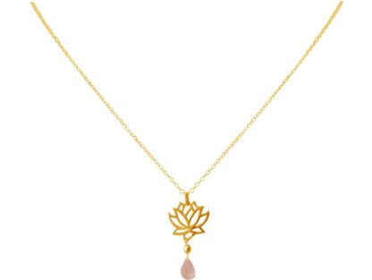 Collier "Lotus-Blume" 925 Silber/vergoldet mit Rosenquarz