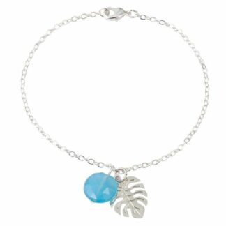 Armband „Blatt“ 925 Silber mit Aquamarin