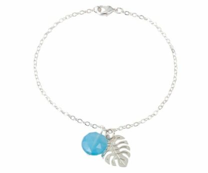 Armband „Blatt“ 925 Silber mit Aquamarin