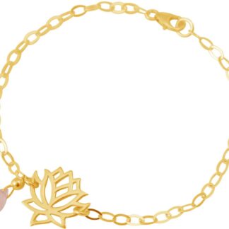 Armband "Lotus-Blume" 925 Silber/vergoldet mit Rosenquarz