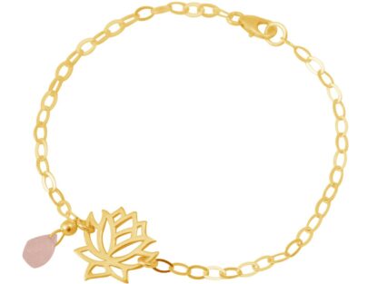 Armband "Lotus-Blume" 925 Silber/vergoldet mit Rosenquarz