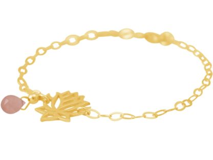 Armband "Lotus-Blume" 925 Silber/vergoldet mit Rosenquarz