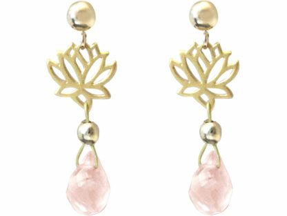 Ohrstecker "Lotus-Blume" 925 Silber/vergoldet mit Rosenquarzen