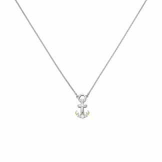 Collier "Anker" 925 Silber/teilvergoldet mit 5 Zirkonia weiß