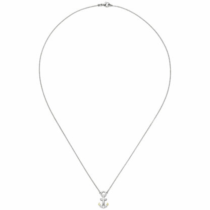 Collier "Anker" 925 Silber/teilvergoldet mit 5 Zirkonia weiß