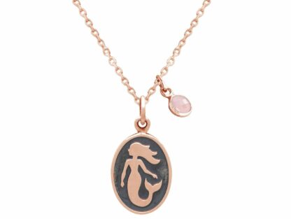 Collier "Meerjungfrau" 925 Silber/rosévergoldet mit Rosenquarz