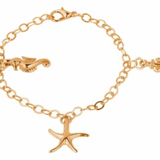 Armband 925 Silber/vergoldet mit Seepferdchen, Anker, Seestern