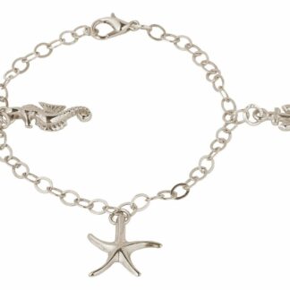 Armband 925 Silber mit Seepferdchen, Seestern und Anker