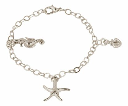 Armband 925 Silber mit Seepferdchen, Seestern und Anker