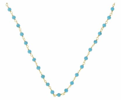 Collier 925 Silber/vergoldet mit Türkis-Kügelchen blau