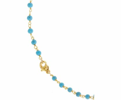 Collier 925 Silber/vergoldet mit Türkis-Kügelchen blau
