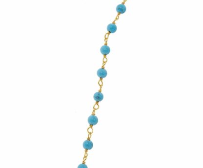 Collier 925 Silber/vergoldet mit Türkis-Kügelchen blau