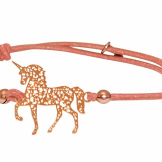 Armband korallefarben „Einhorn“ 925 Silber/rosévergoldet