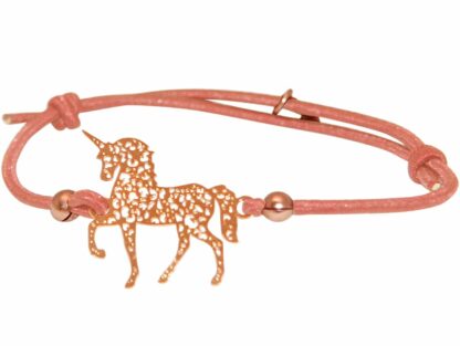 Armband korallefarben „Einhorn“ 925 Silber/rosévergoldet