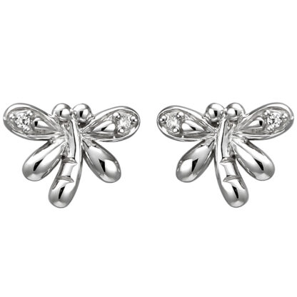 Kinder Ohrstecker "Libelle" 925 Silber mit 4 Zirkonia weiß