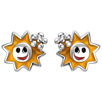 Kinder Ohrstecker "Sonne mit Blume" 925 Silber mit Lack bunt